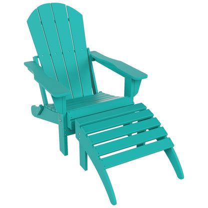 Polytrends Laguna Hdpe All Weather Outdoor Patio Foldable Adirondack Chair With Ottoman (2-Piece Set)