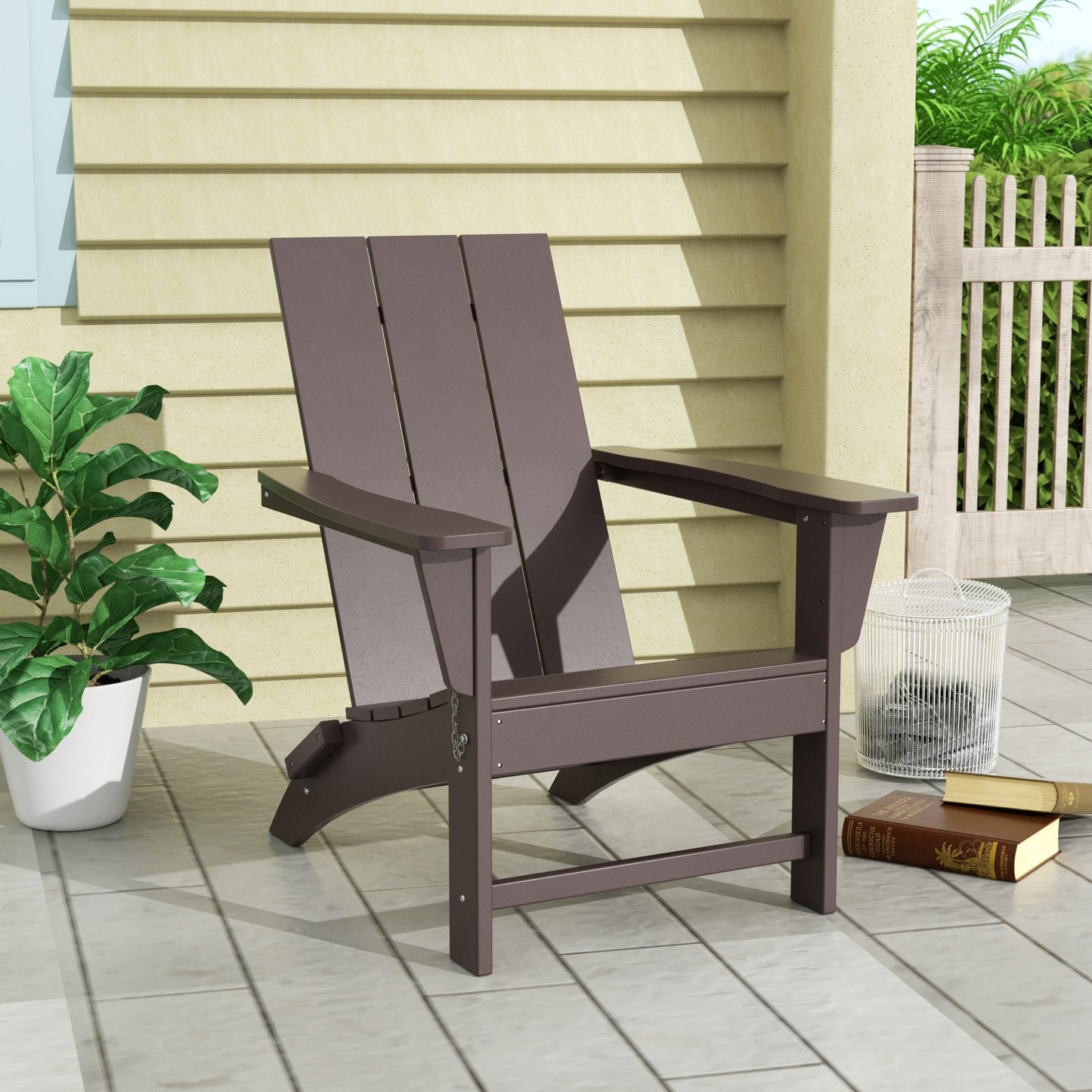 Polytrends Shoreside Modern Eco-Friendly All Weather Commercial-Residential Folding Adirondack Chair