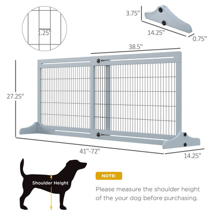 PawHut 72 Extra Wide Freestanding Pet Gate with Adjustable Length, Dog and Baby Small Gate for House, Doorway, Hallway, Grey