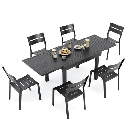 Pellebant 5/7/9-piece Aluminum Outdoor Dining Set Expandable Table and Stackable Chairs