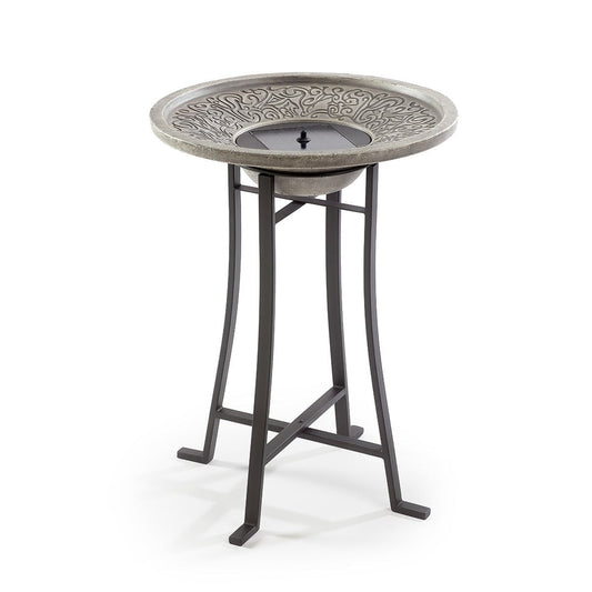 Perello intelliSOLAR Light Cement Birdbath with Remote - Distressed Grey