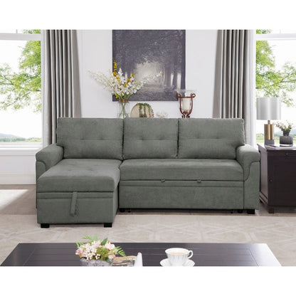 Reversible Sectional Sofa with Pull-Out Sleeper Bed, Hidden Storage Chaise, Durable Legs,