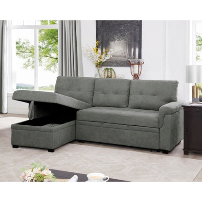 Reversible Sectional Sofa with Pull-Out Sleeper Bed, Hidden Storage Chaise, Durable Legs,