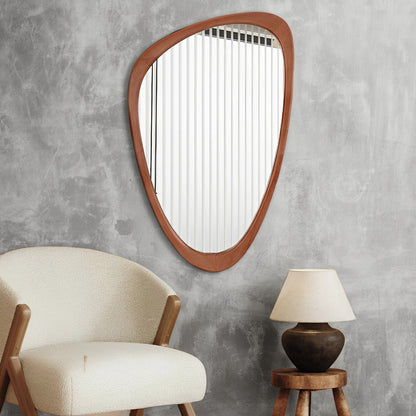 Pine Frame Cobblestone Shaped Asymmetrical Wall Mirror