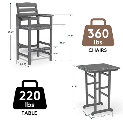Plastic Tall adirondack Chair Set Of 3-Piece Patio Conversation Set