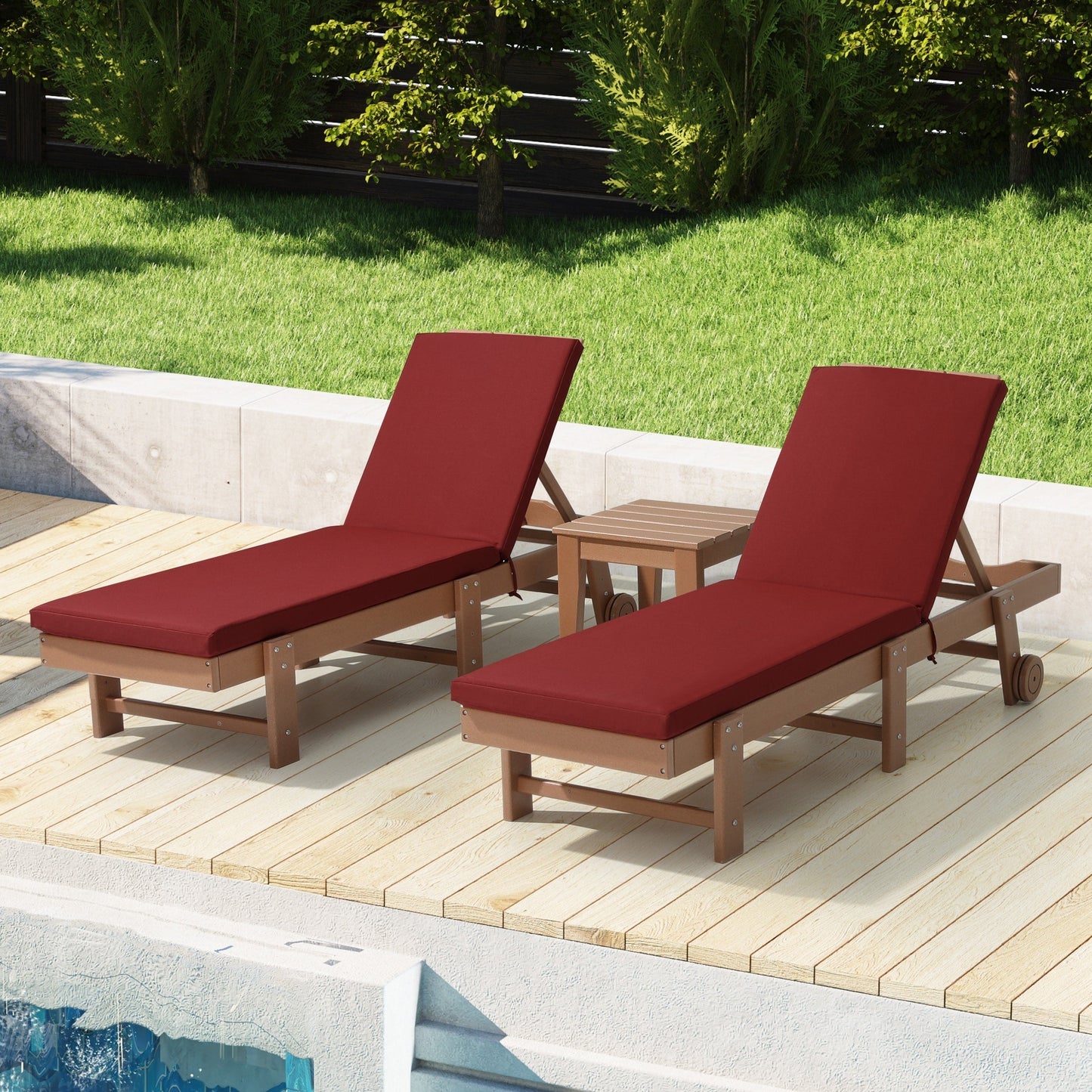 Polytrends Fading Free All Weather Outdoor Patio Chaise Lounge Cushions - (Set of 2)