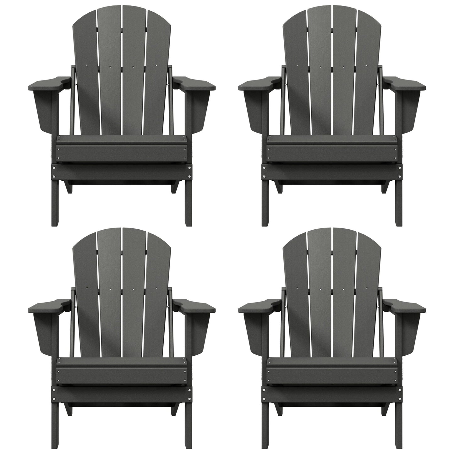 Polytrends Laguna Weather Resistant Outdoor Patio Folding Adirondack Chairs (Set of 4)