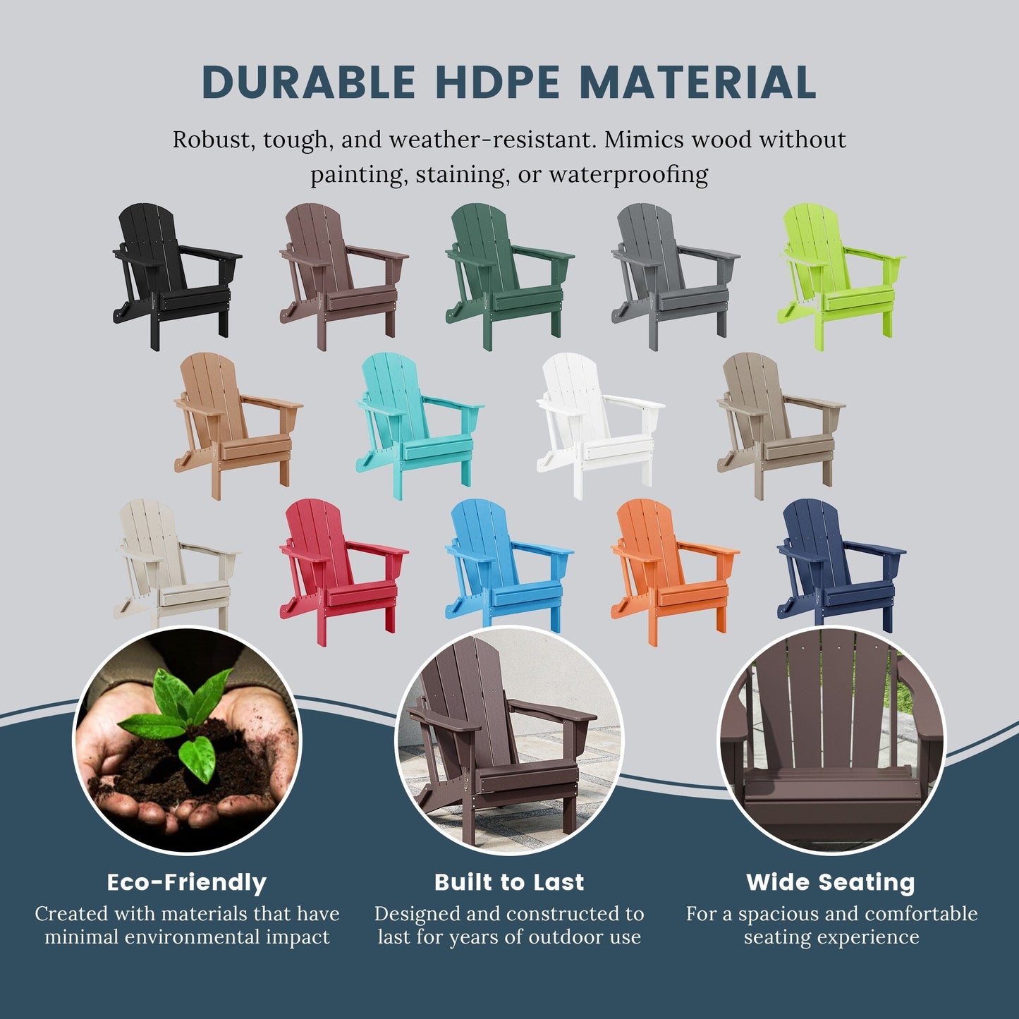 Polytrends Laguna Weather Resistant Outdoor Patio Folding Adirondack Chairs (Set of 4)