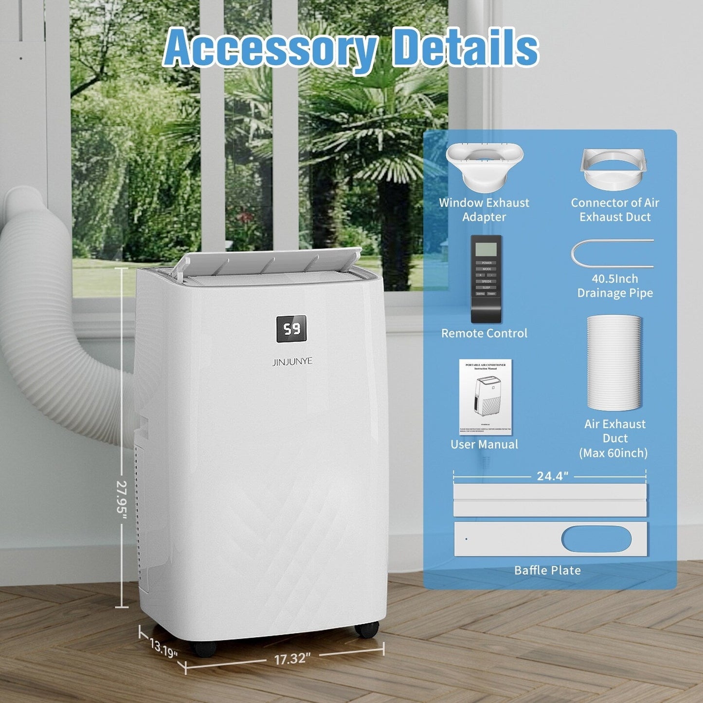 Portable Air Conditioner with Heater – 12000 BTU Cooling & 10000 BTU Heating for Rooms up to 700 Sq.Ft