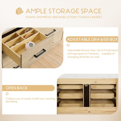 Porto Bath Vanity with White Quartz Stone Top without Mirror