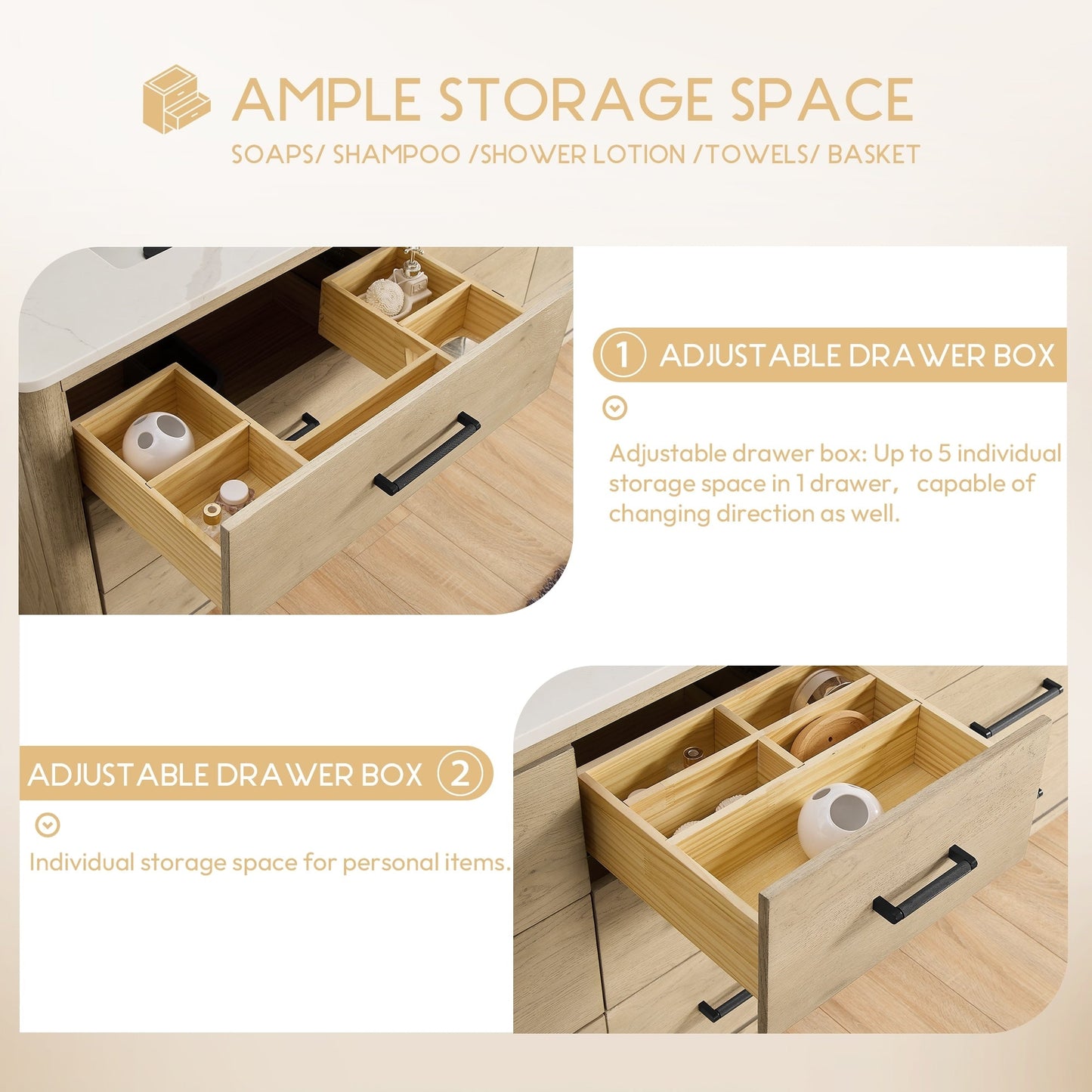 Porto Bath Vanity with White Quartz Stone Top without Mirror