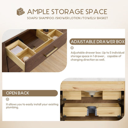 Porto Bath Vanity with White Quartz Stone Top without Mirror