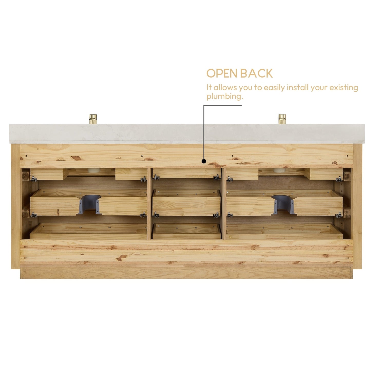 Porto Bath Vanity with White Quartz Stone Top without Mirror