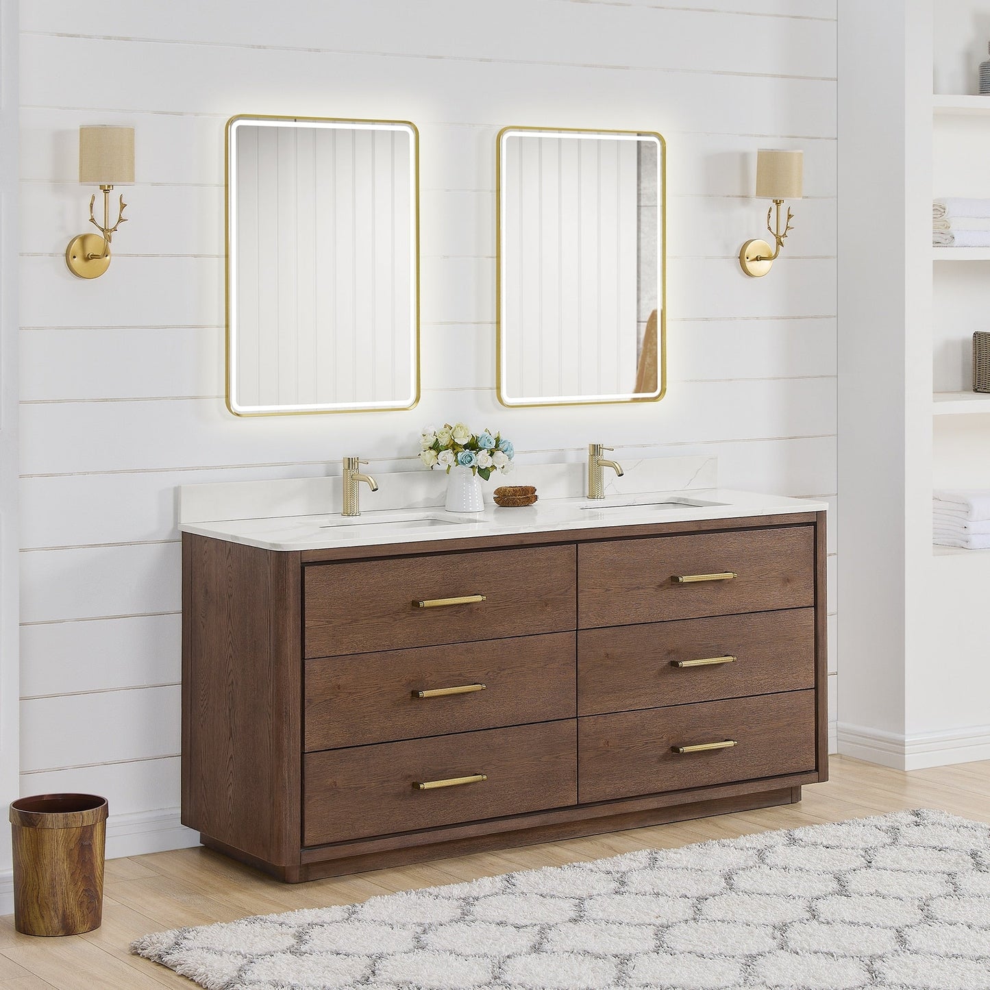 Porto Bath Vanity with White Quartz Stone Top without Mirror