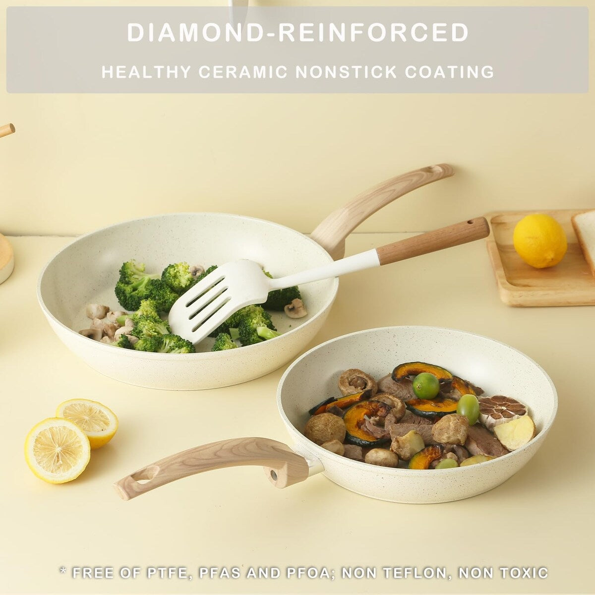 Pots and Pans Set Non stick, Ceramic Cookware Set Nonstick Kitchen Cooking Set w/Frying Pan Saucepan Saute Pan Casserole