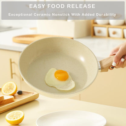Pots and Pans Set Non stick, Ceramic Cookware Set Nonstick Kitchen Cooking Set w/Frying Pan Saucepan Saute Pan Casserole