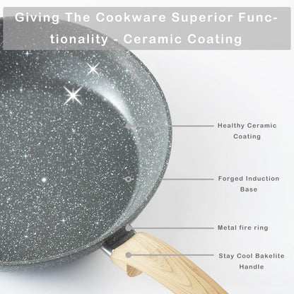 Pots and Pans Set Non stick, Ceramic Cookware Set Nonstick Kitchen Cooking Set w/Frying Pan Saucepan Saute Pan Casserole