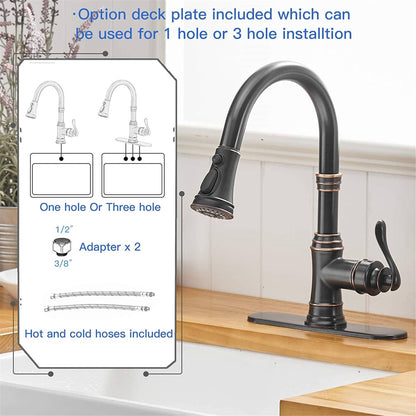 Pull Down Kitchen Faucet Single Handle Modern One Hole Kitchen Sink Faucets With Pull Down Sprayer Basin Tap With Deck Plate