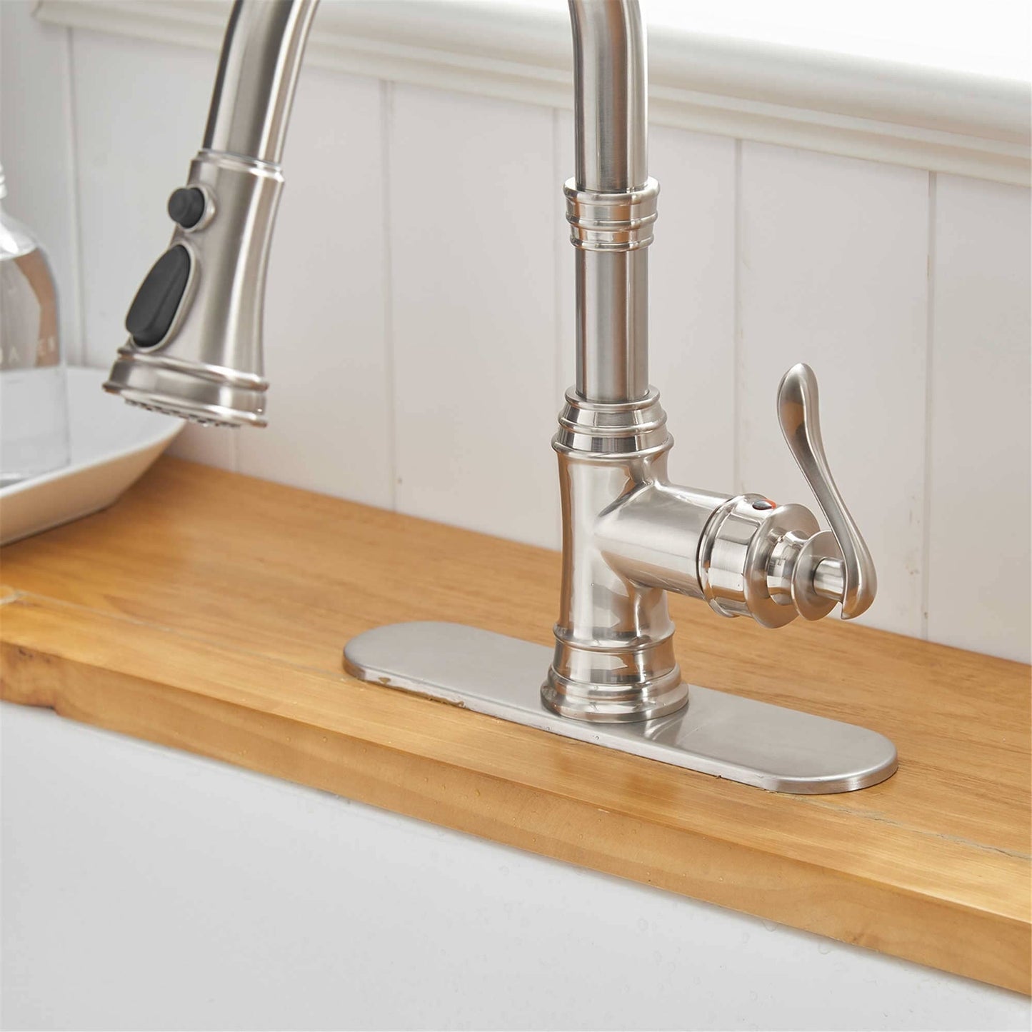 Pull Down Kitchen Faucet Single Handle Modern One Hole Kitchen Sink Faucets With Pull Down Sprayer Basin Tap With Deck Plate