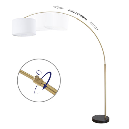 Q-Max 81 Steel Adjustable Arching Floor Lamp With Extra Large Shade and Marble Base