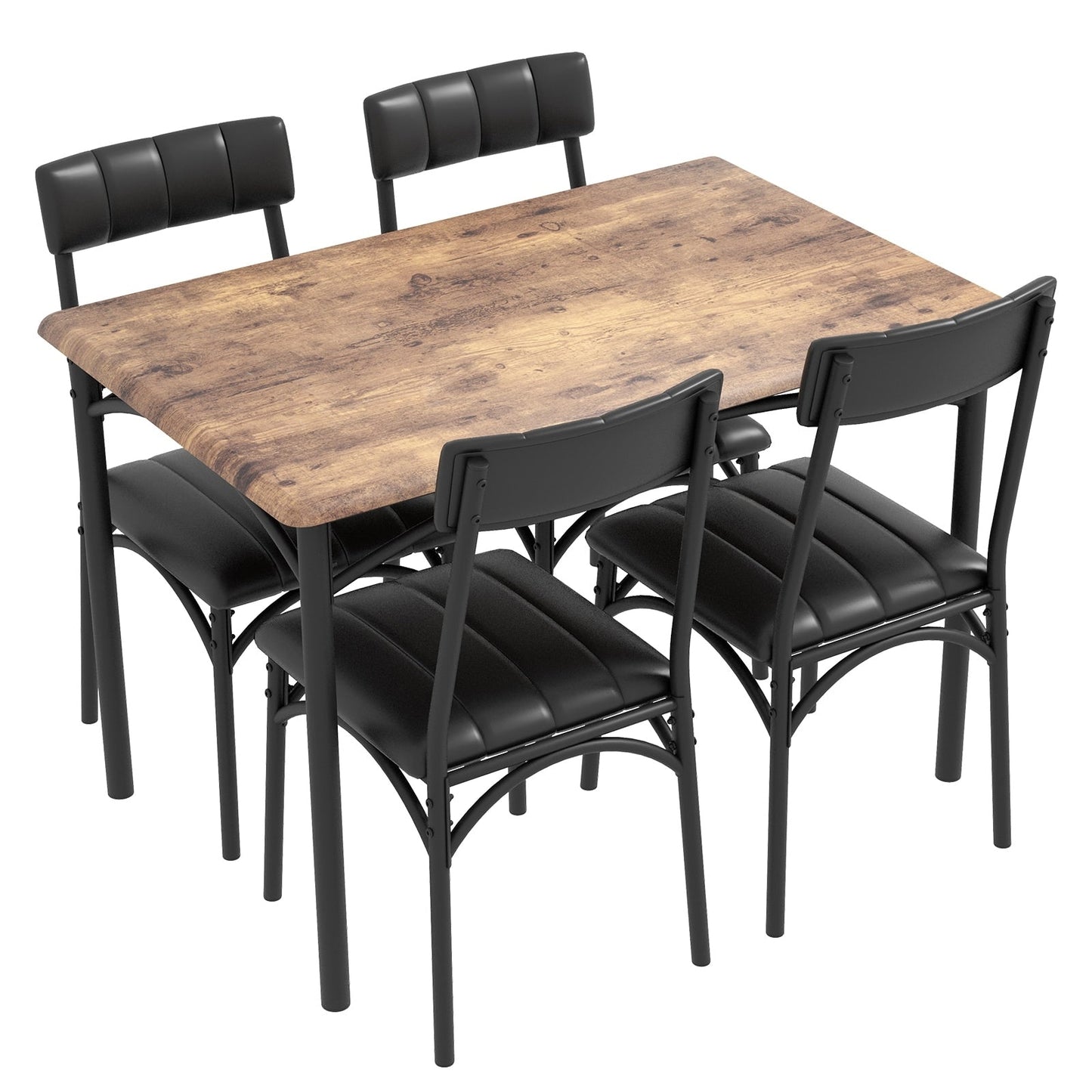 Rectangular Dining Table Set for 4 with Upholstered Chairs
