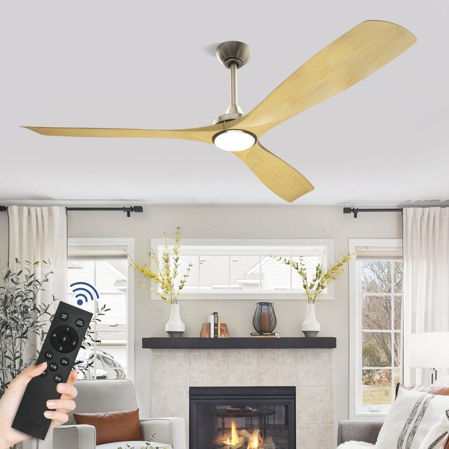 Remote Ceiling Fan with Lights Flush Mount