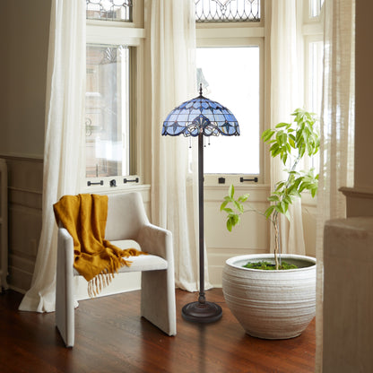 River of Goods Allistar Stained Glass and Resin 3-light 64-inch High Downlight Floor Lamp - 20L x 20W x 64H