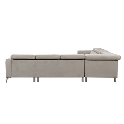 Roomfitters 122 Oversized Sectional Sofa Couch with Chaise Storage, Contemporary U-Shaped 7-Seater Sofa