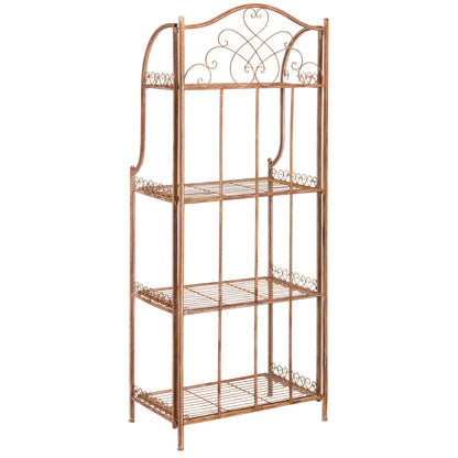 SAFAVIEH Bryn Victorian Wrought Iron 4-Tier Outdoor Bakers Rack - 25 In. W x 15 In. D x 63 In. H - 25W x 15D x 63H