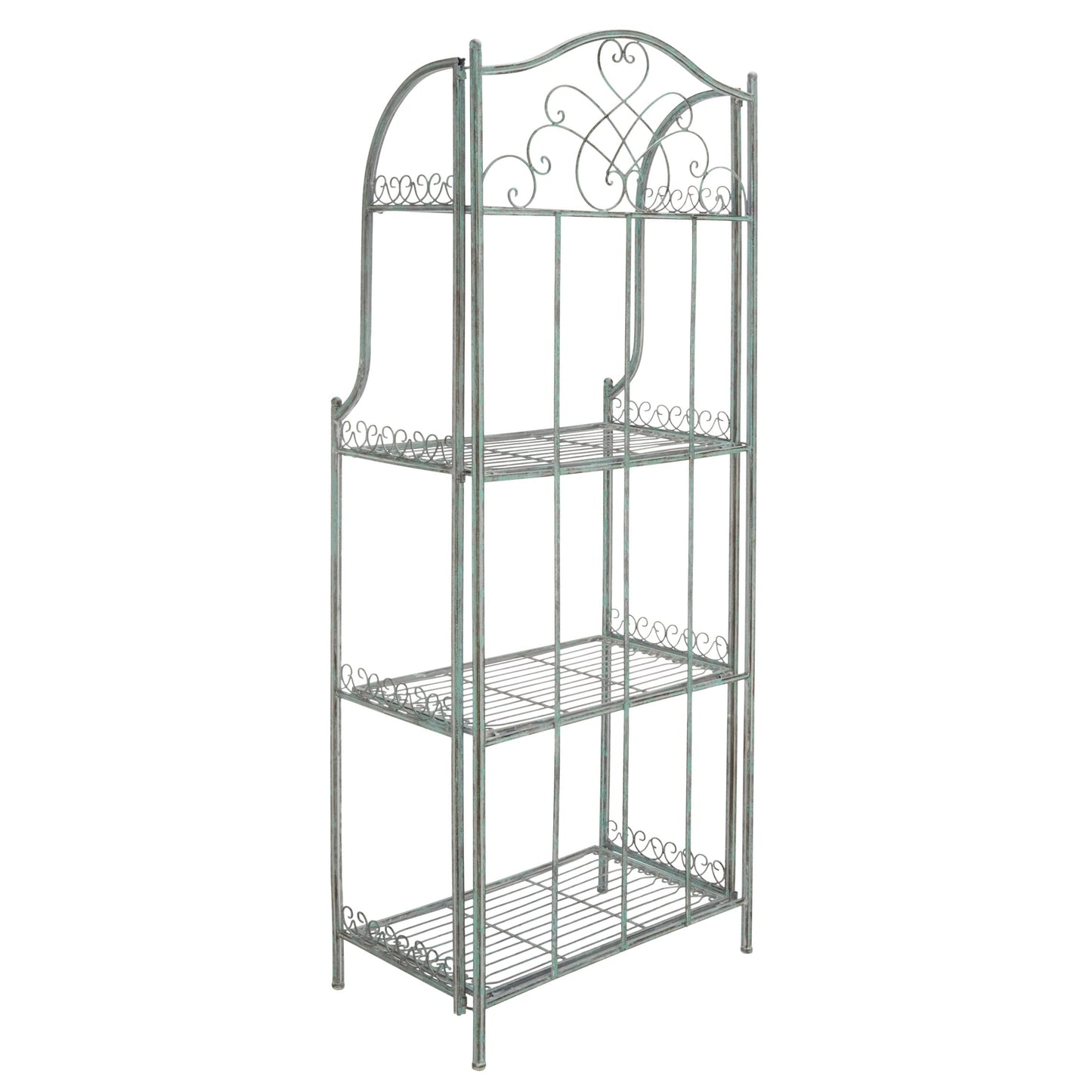 SAFAVIEH Bryn Victorian Wrought Iron 4-Tier Outdoor Bakers Rack - 25 In. W x 15 In. D x 63 In. H - 25W x 15D x 63H