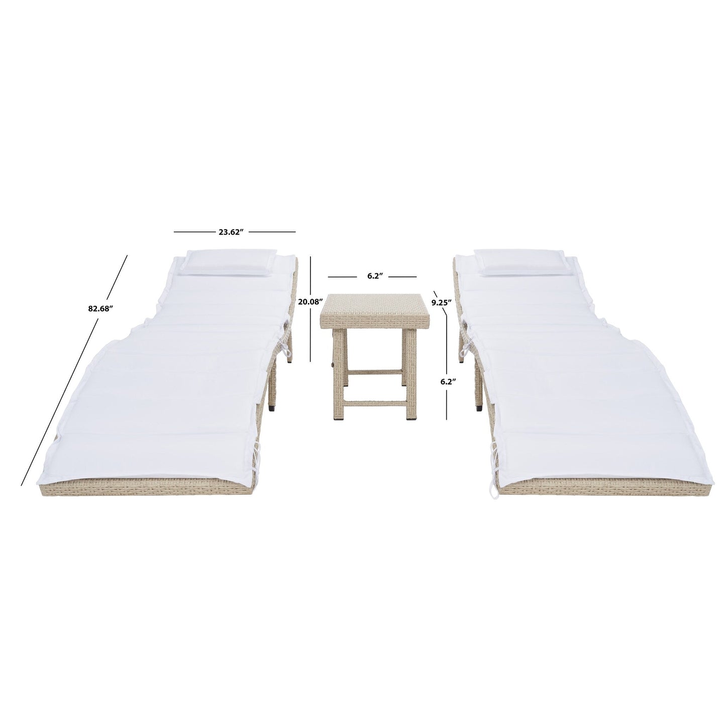 SAFAVIEH Outdoor Blaguna 3-Piece Sun Lounger Set - 83Wx20Dx24H