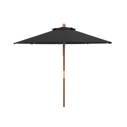 SAFAVIEH Outdoor Glauca 11-Foot Wooden Pulley Market Umbrella