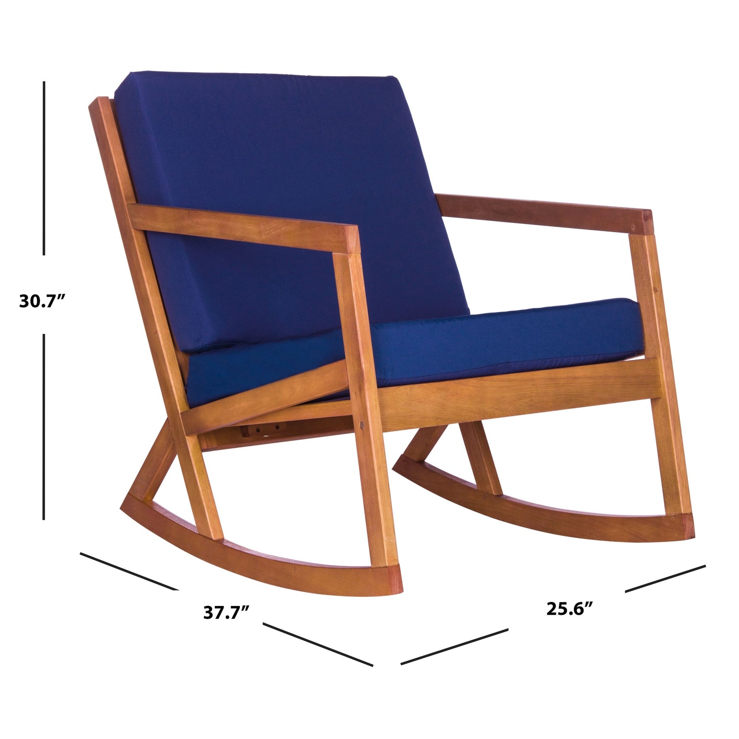 SAFAVIEH Outdoor Makaila Rocking Chair with Cushion - 26W x 31D x 38H