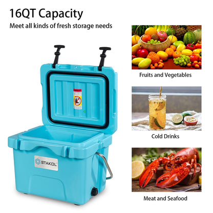 SKTAKOL 16 Quart Cooler Portable Ice Chest Leak-Proof 24 Cans Ice - See Details