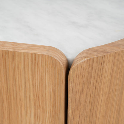 Arnar 60cm Bedside Table - Natural Oak with Marble Top