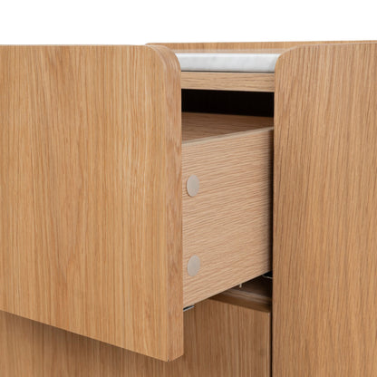 Arnar 60cm Bedside Table - Natural Oak with Marble Top