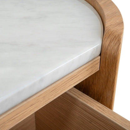 Arnar 60cm Bedside Table - Natural Oak with Marble Top