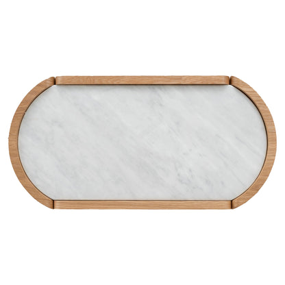 Arnar 60cm Bedside Table - Natural Oak with Marble Top