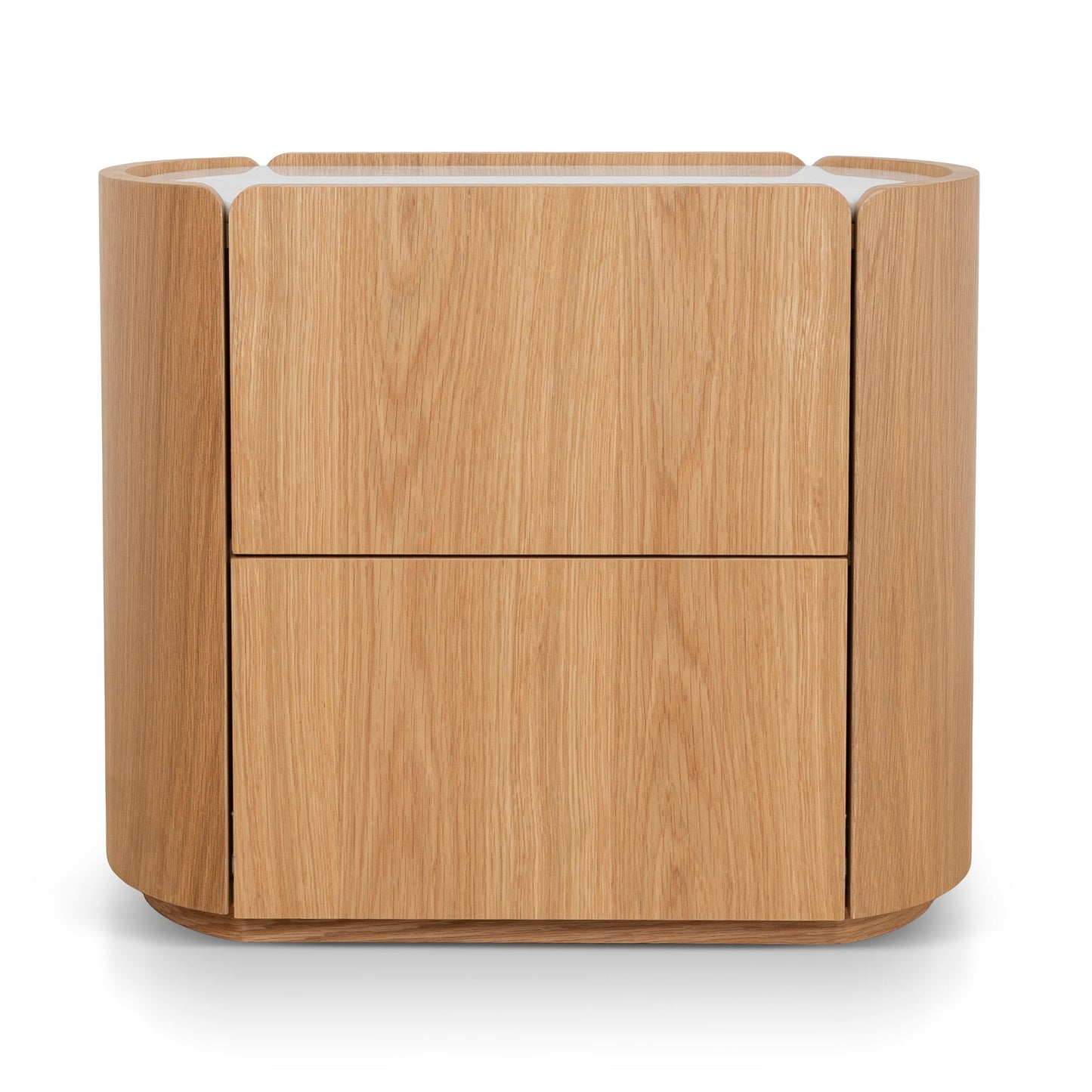 Arnar 60cm Bedside Table - Natural Oak with Marble Top