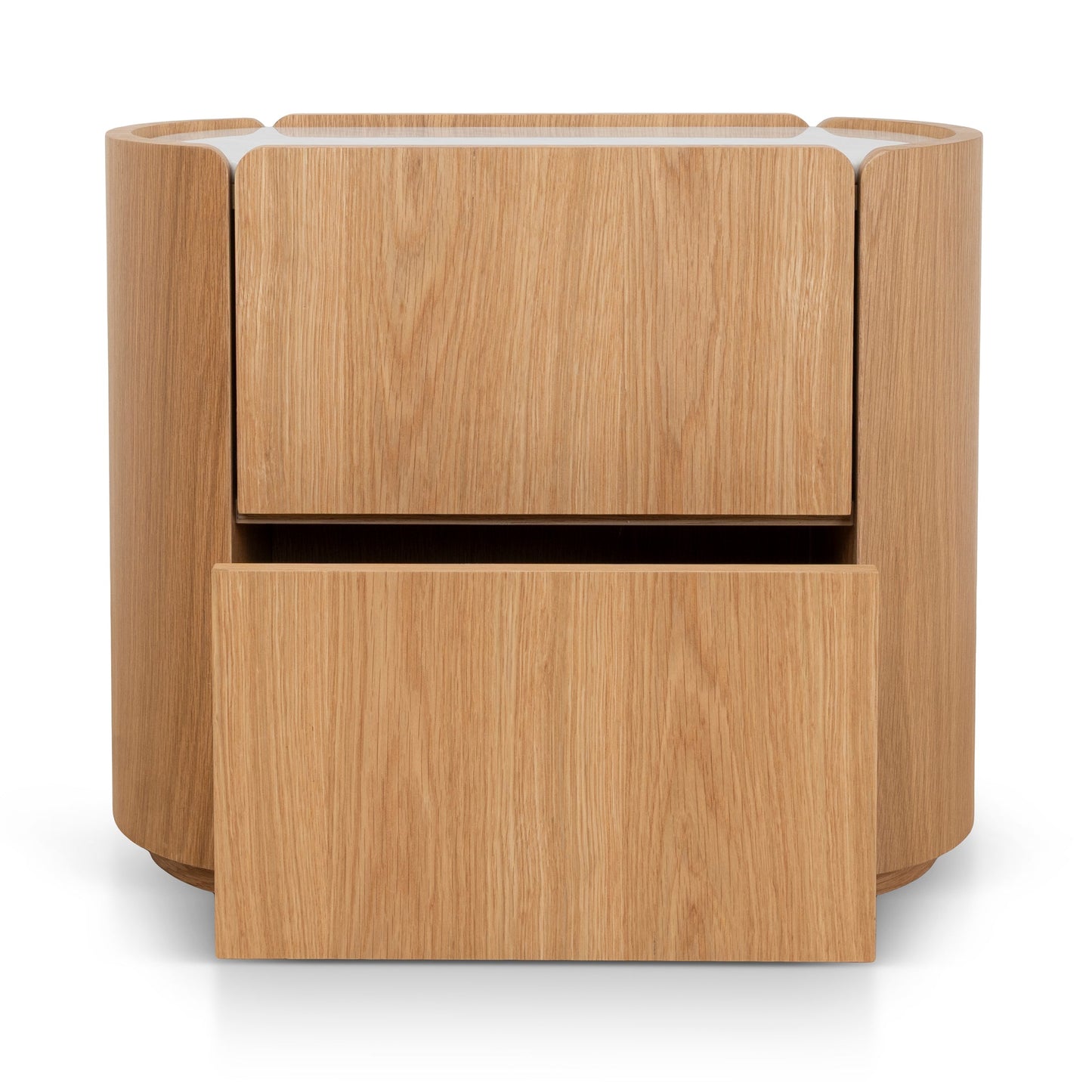 Arnar 60cm Bedside Table - Natural Oak with Marble Top