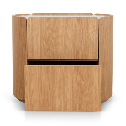 Arnar 60cm Bedside Table - Natural Oak with Marble Top