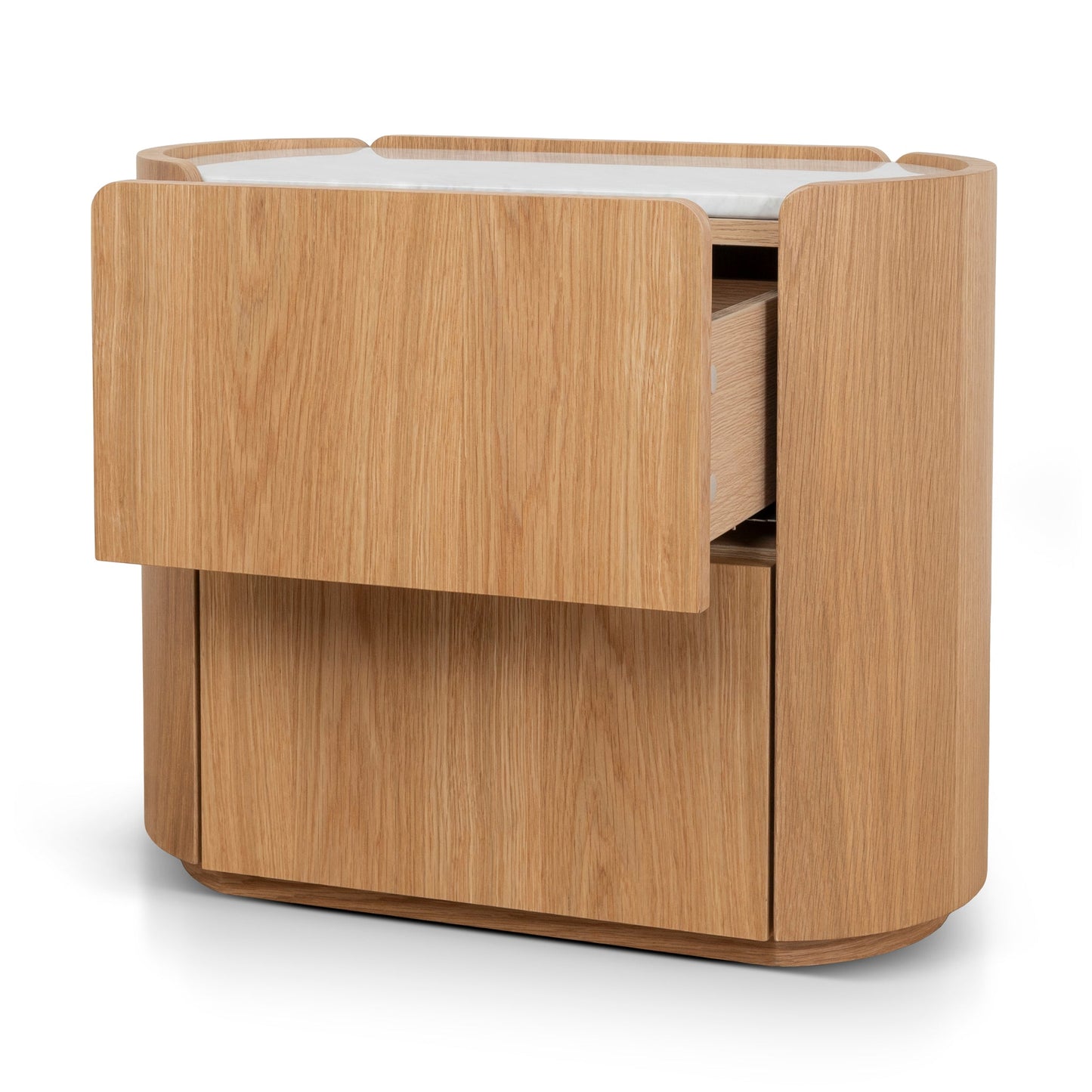 Arnar 60cm Bedside Table - Natural Oak with Marble Top