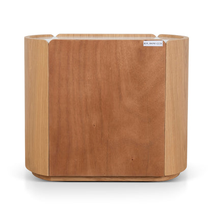 Arnar 60cm Bedside Table - Natural Oak with Marble Top