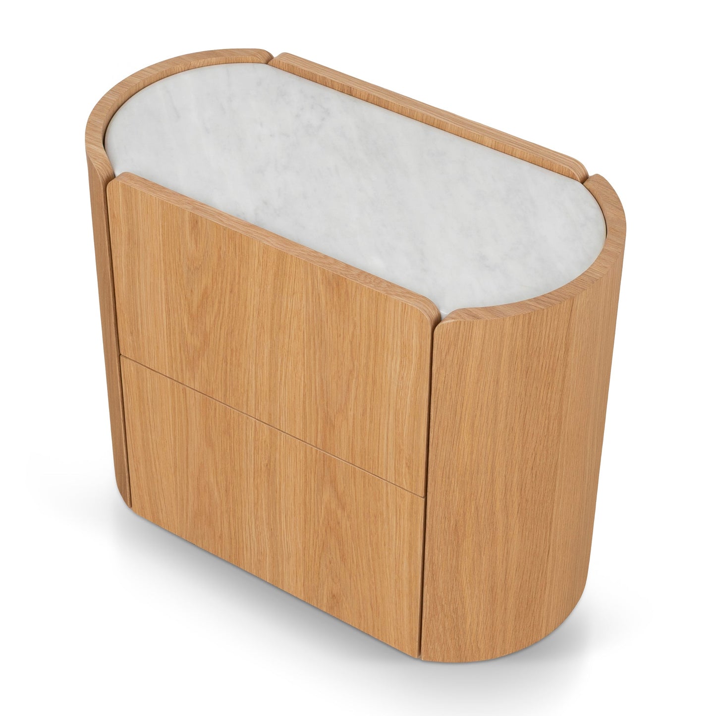 Arnar 60cm Bedside Table - Natural Oak with Marble Top