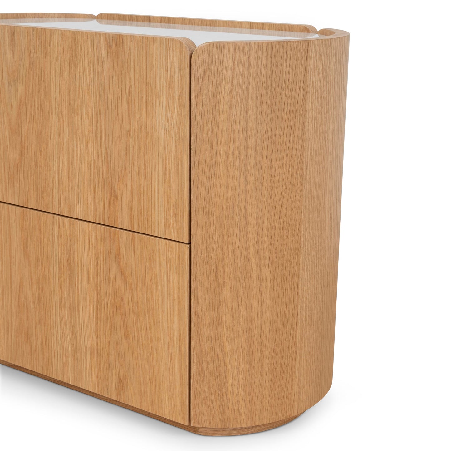 Arnar 60cm Bedside Table - Natural Oak with Marble Top
