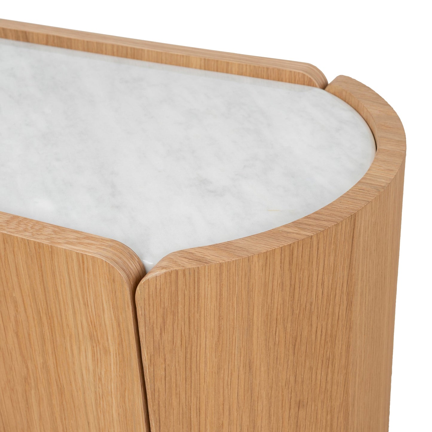 Arnar 60cm Bedside Table - Natural Oak with Marble Top