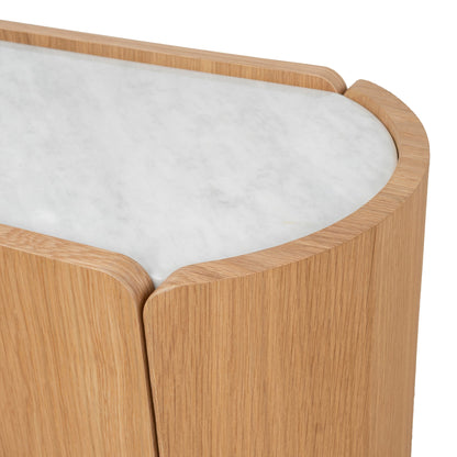 Arnar 60cm Bedside Table - Natural Oak with Marble Top