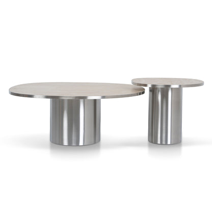 Aurum Nested Porcelain Coffee Table Table - Stainless Steel