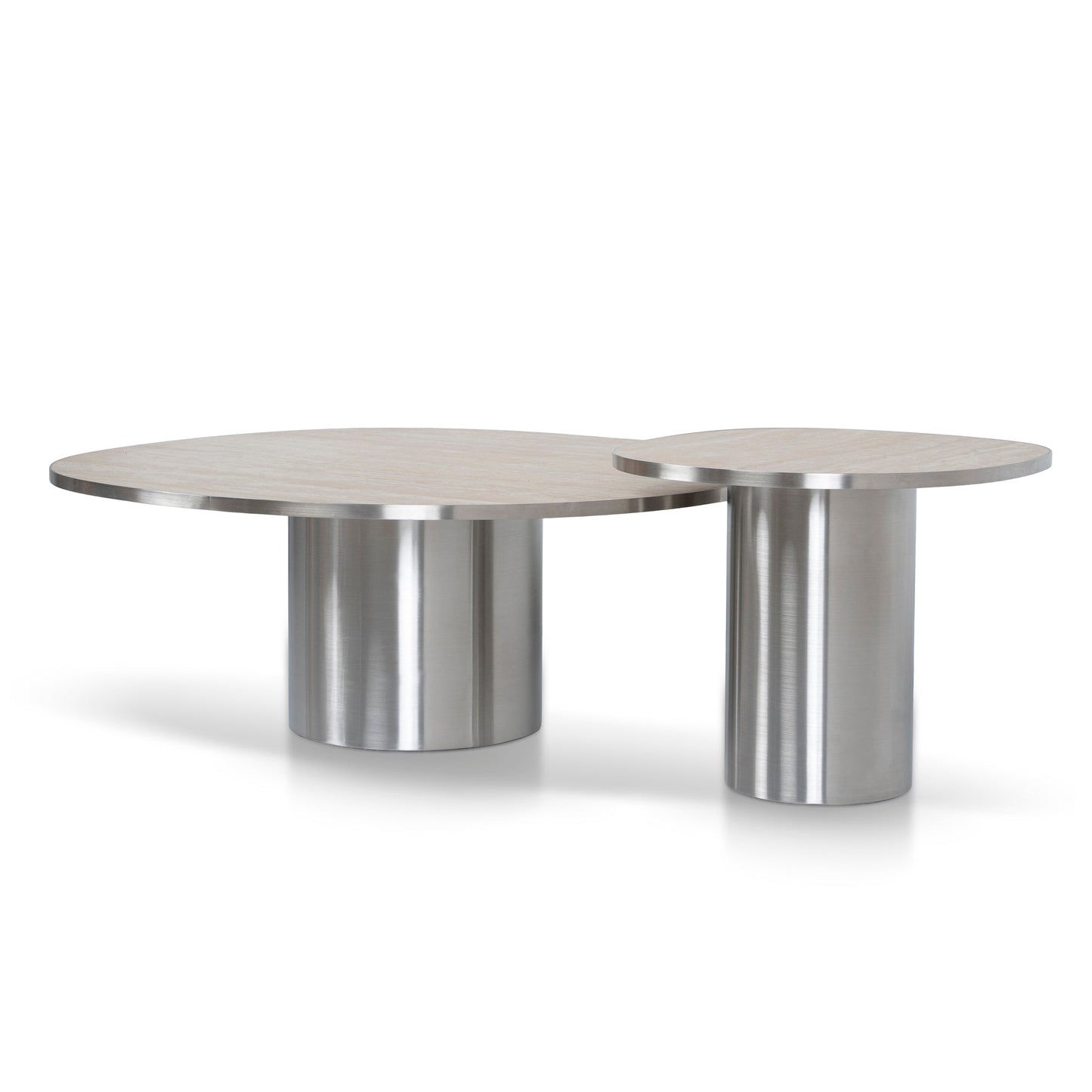 Aurum Nested Porcelain Coffee Table Table - Stainless Steel