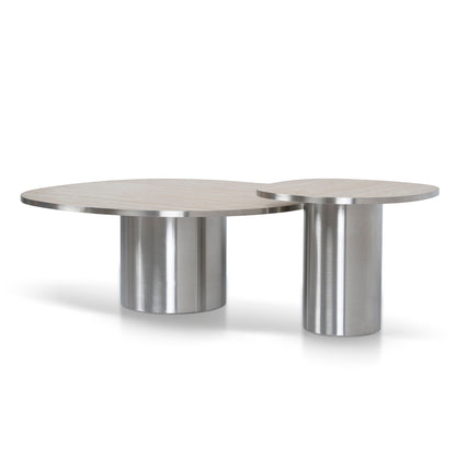 Aurum Nested Porcelain Coffee Table Table - Stainless Steel